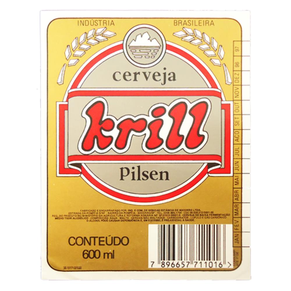Krill Cerveja Pilsen Rótulo 600 ml 1997