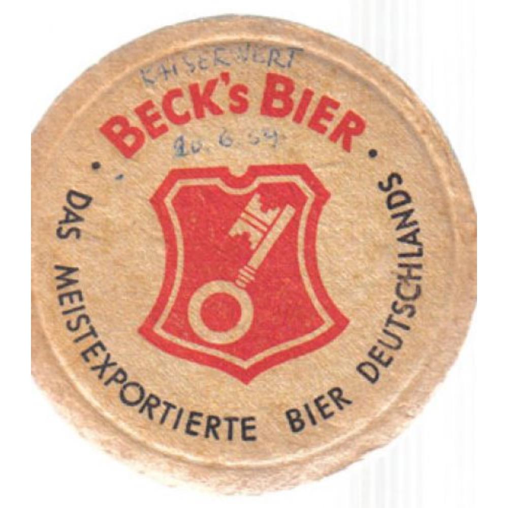 Alemanha Becks Bier loscht bolacha de 1959