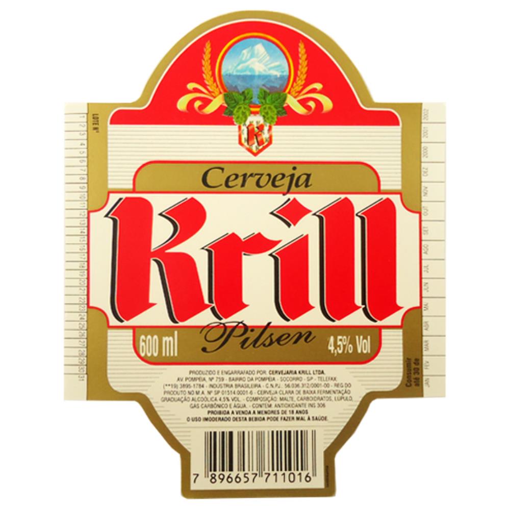 Krill Cerveja Pilsen Rótulo 600 ml 2001/02