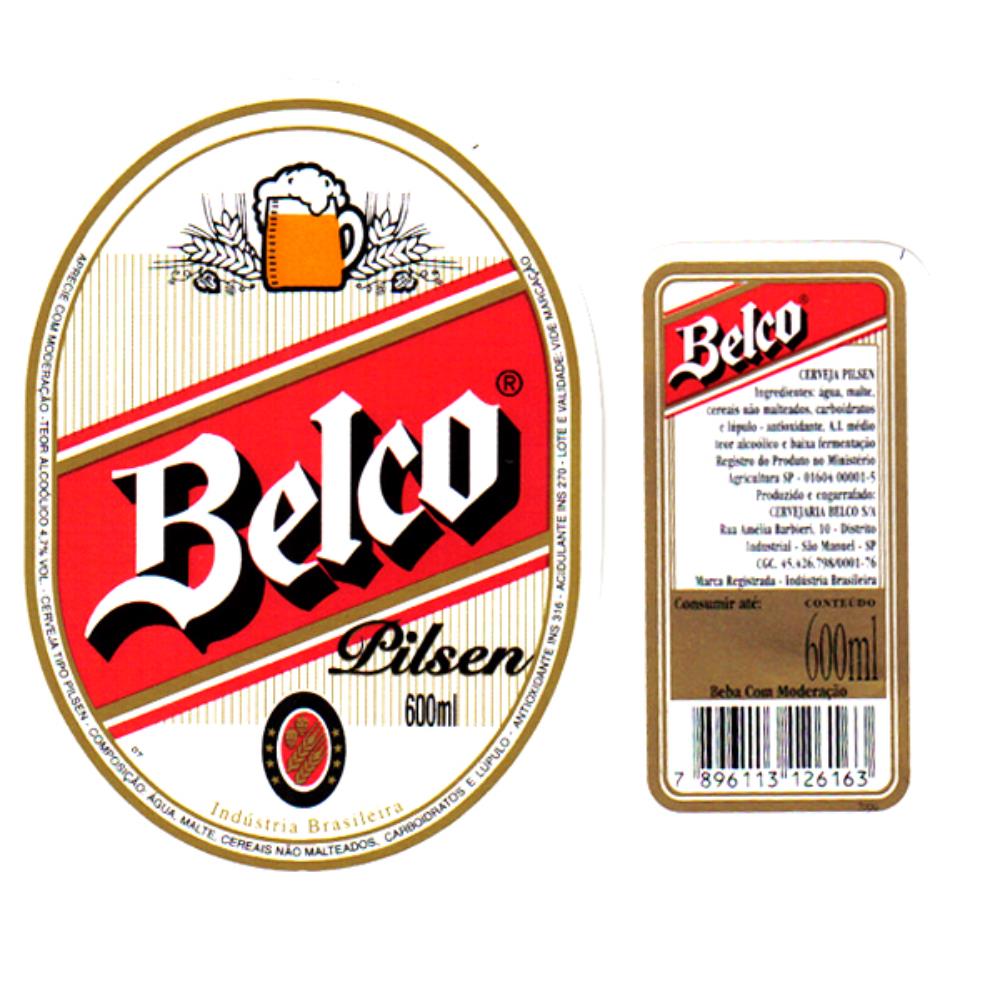 Belco Pilsen 600 ml com contra rótulo