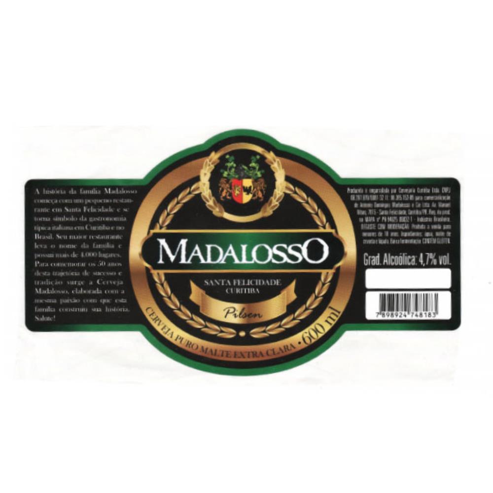 Madalosso Pilsen Cerveja Puro Malte Extra Clara 60