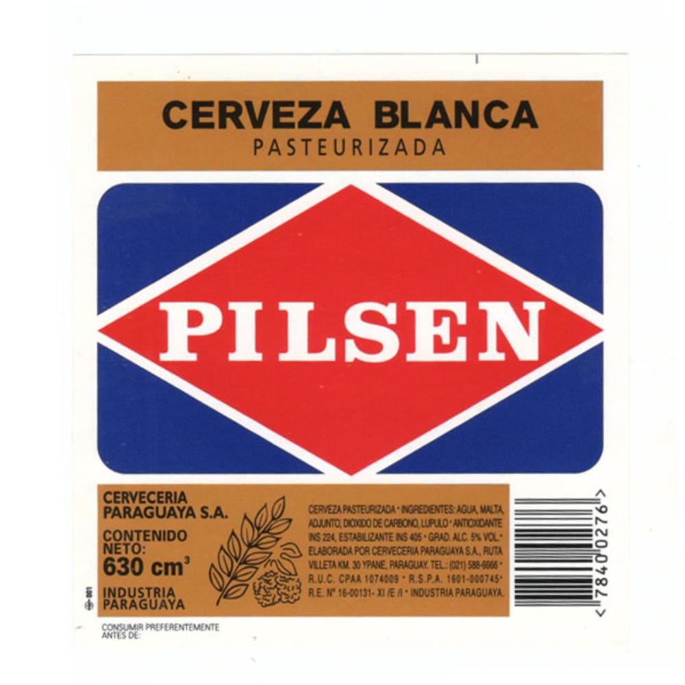 Paraguai Pilsen Cerveza Blanca 630cm³ 2