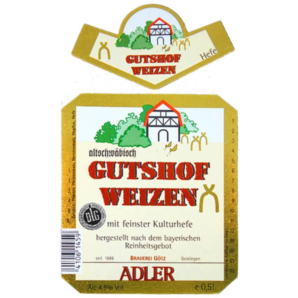 Rótulo de Cerveja Alemanha Adler Gutshof Weizen He