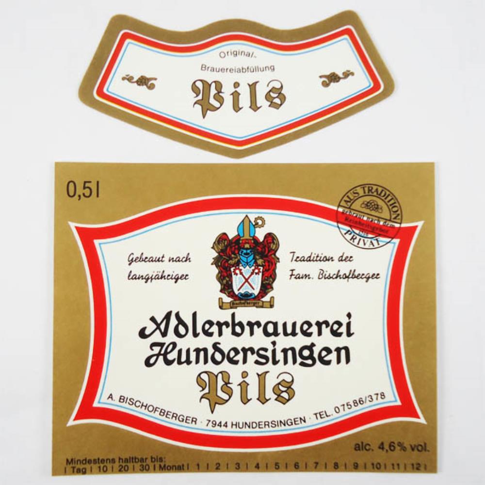 Rótulo de Cerveja Alemanha Adlerbrauerei Hundersin