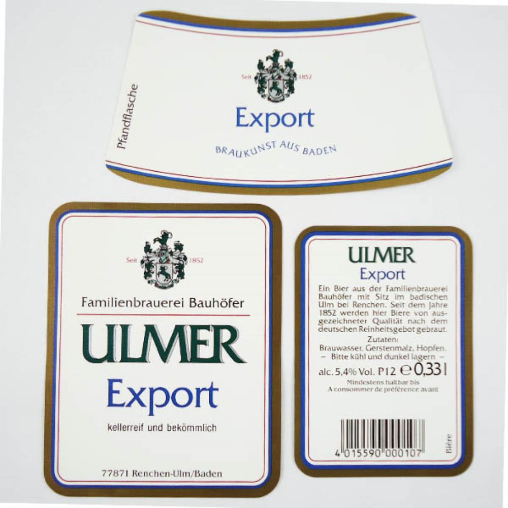 Rótulo de Cerveja Alemanha Ulmer Export 330ml