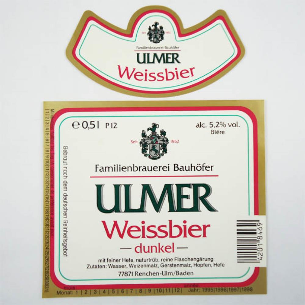 Rótulo de Cerveja Alemanha Ulmer Weissbier Dunkel