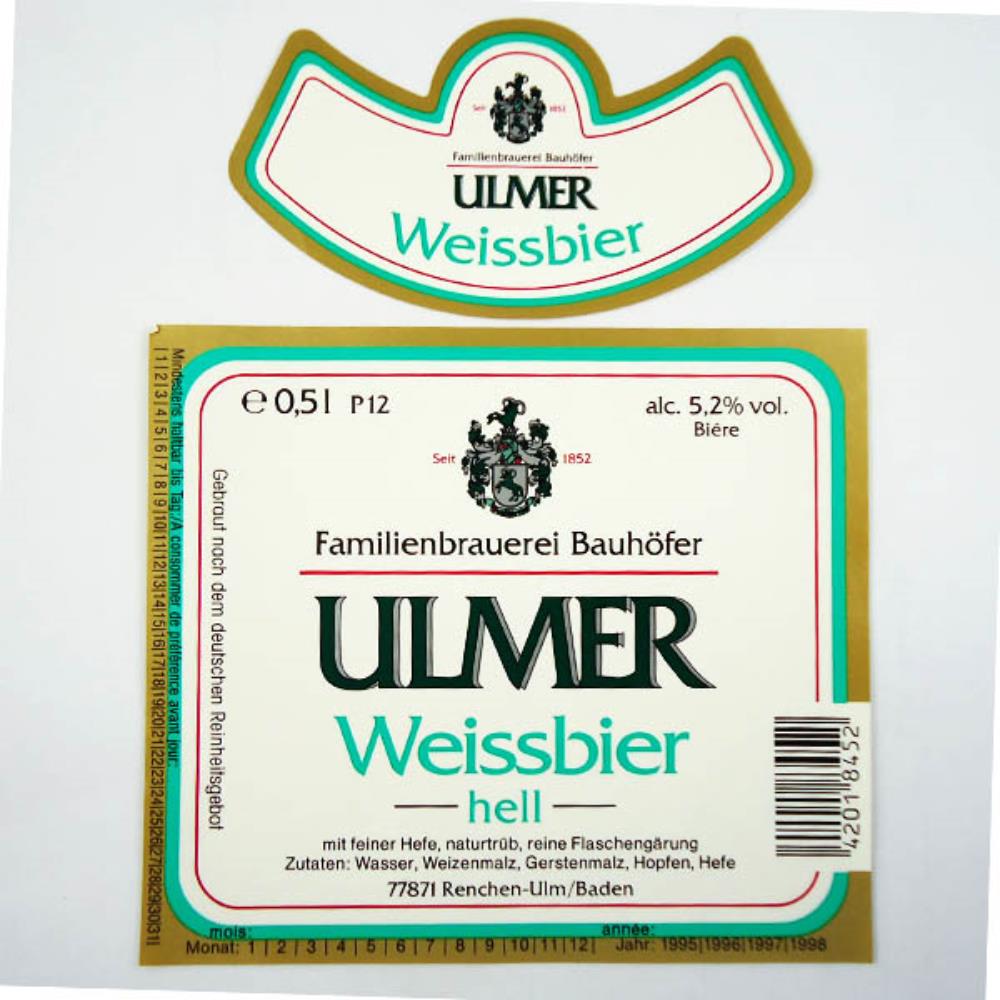 Rótulo de Cerveja Alemanha Ulmer Weissbier Hell
