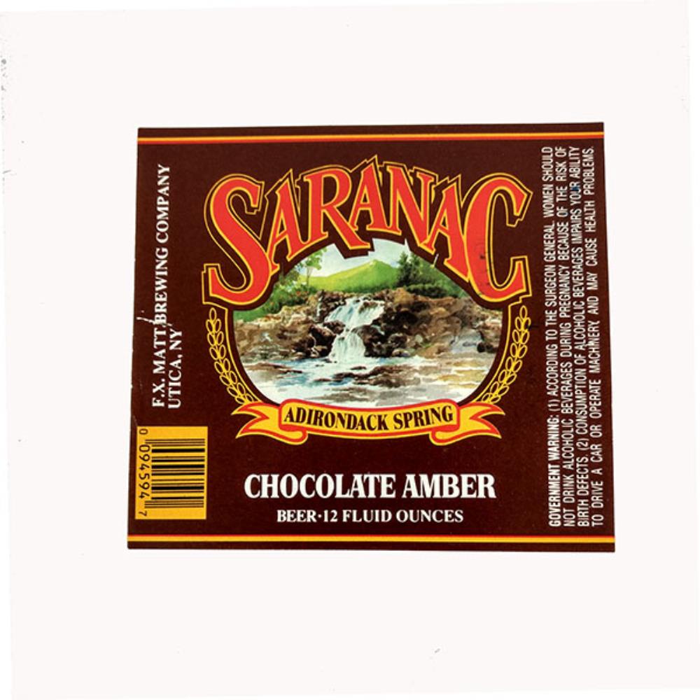 Rótulo de cerveja Eua Saranac Chocolate Amber