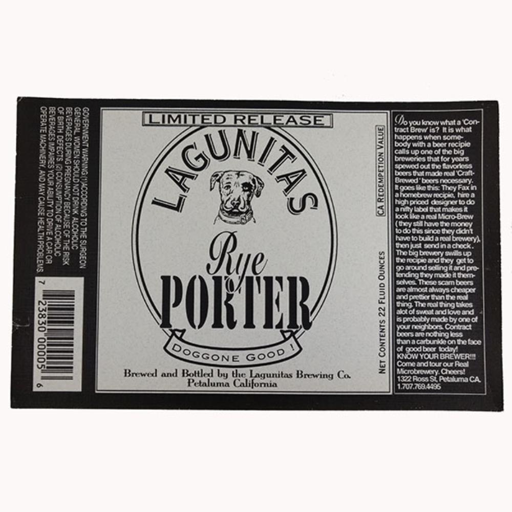 Rótulo de Cerveja EUA Lagutinas Rye Porter
