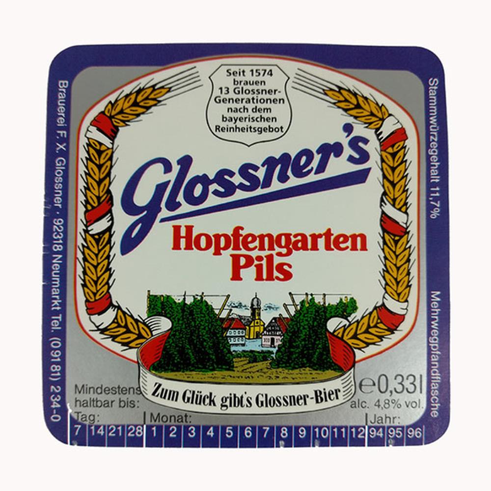 Rótulo de Cerveja Alemanha Glossners Hopfengarten 