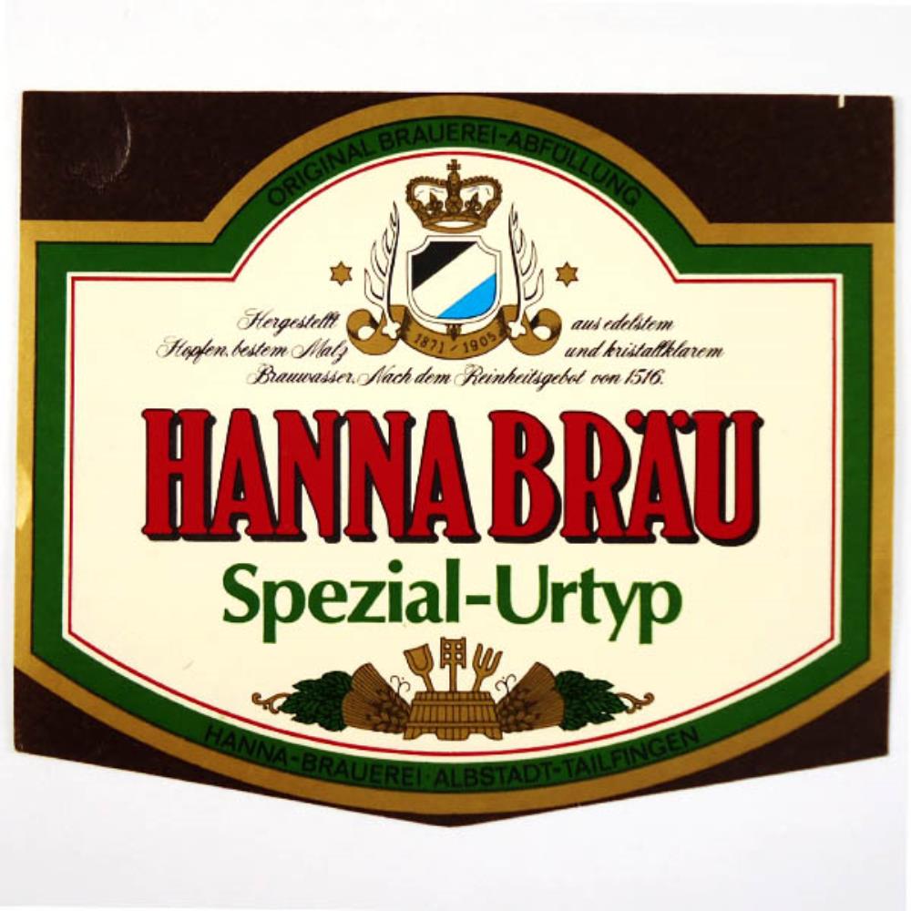 Rótulo de Cerveja Alemanha Hanna Bräu Spezial-Urty