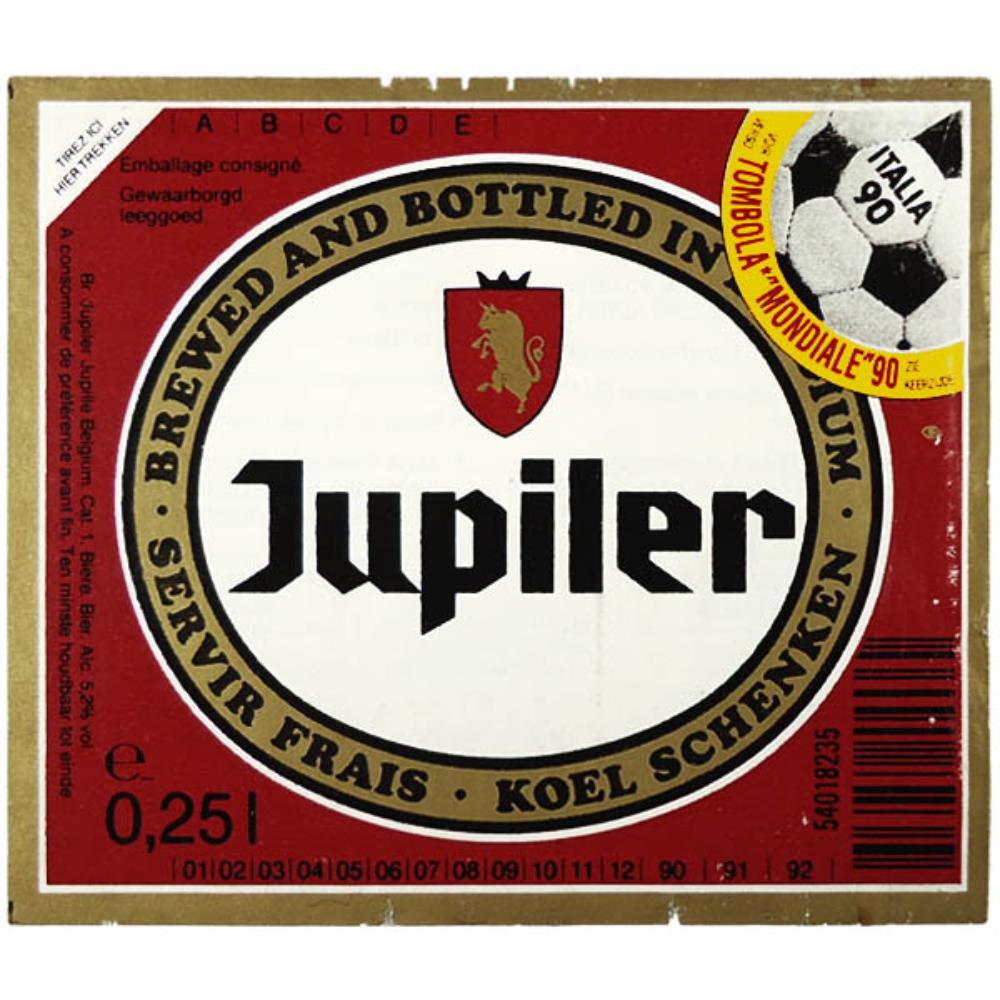 Rótulo De Cerveja Bélgica Jupiler Mondiale Italia 