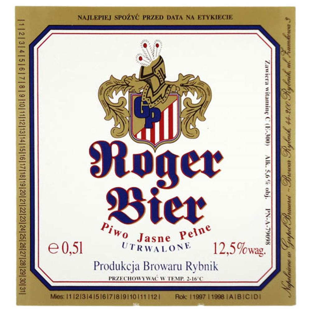 Rótulo de Cerveja Polônia Roger Bier