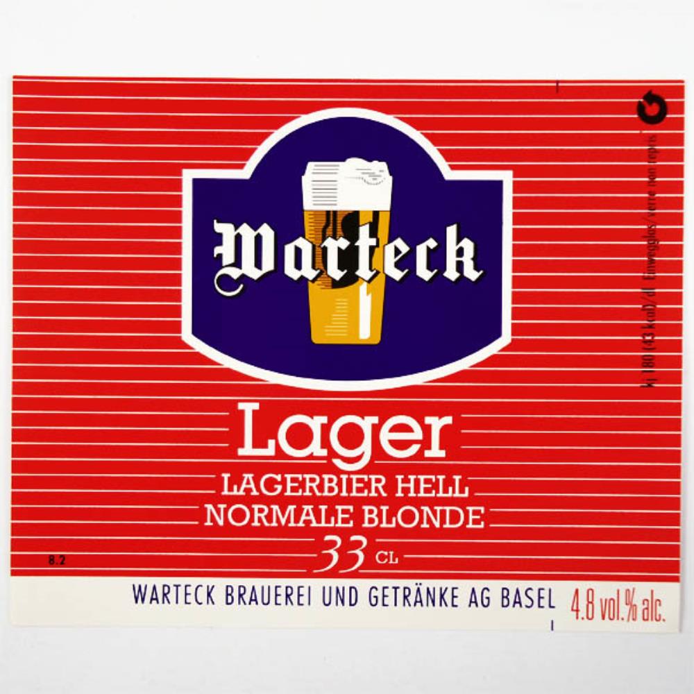 Rótulo de Cerveja Suíça Warteck Lager 33cl