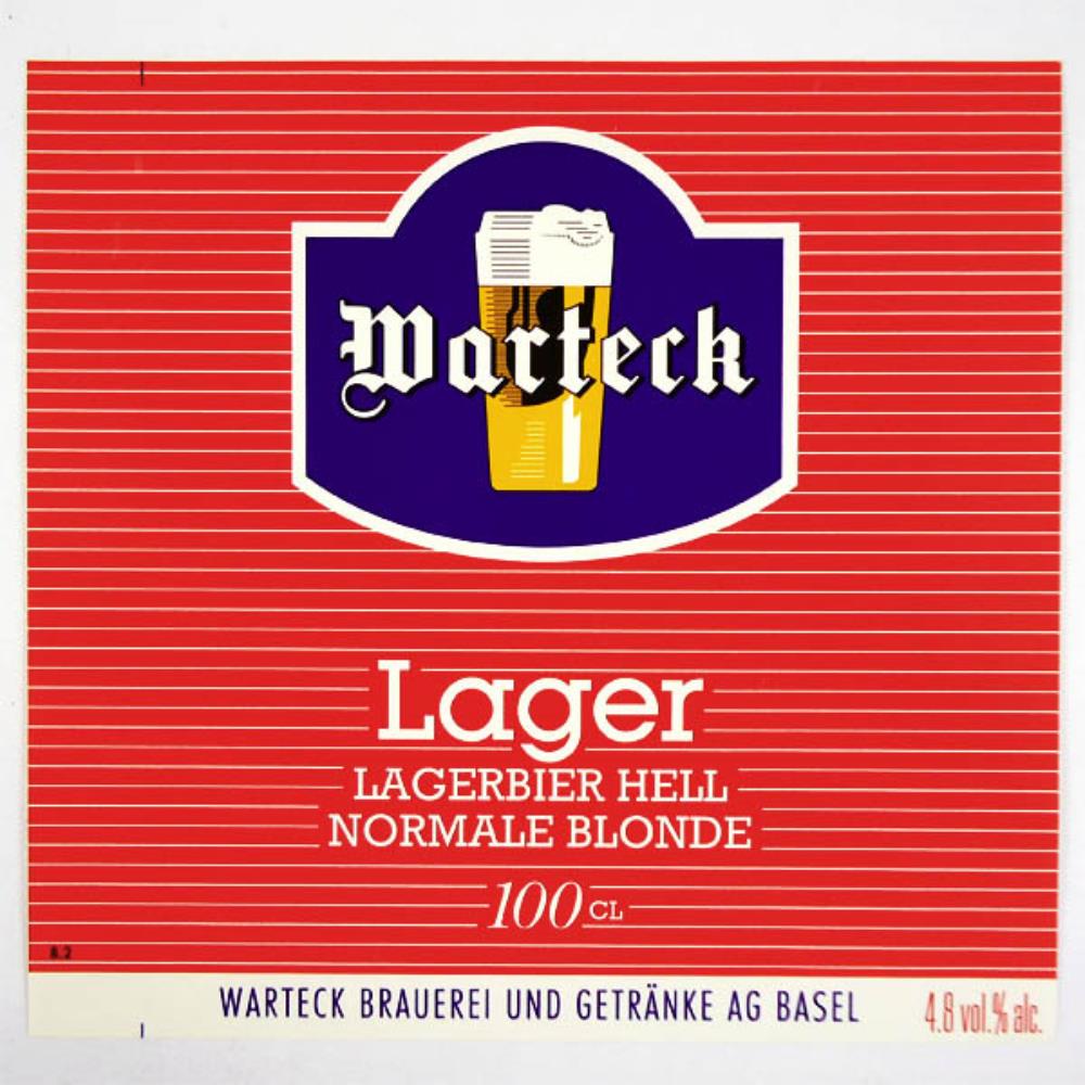 Rótulo de Cerveja Suíça Warteck Lager 100cl