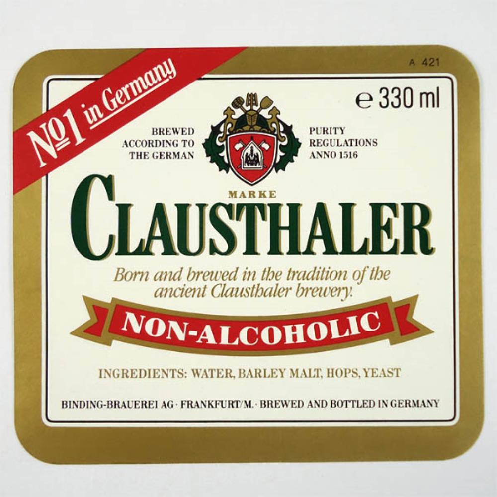 Rótulo De Cerveja Alemanha Clausthaler Non-Alcohol