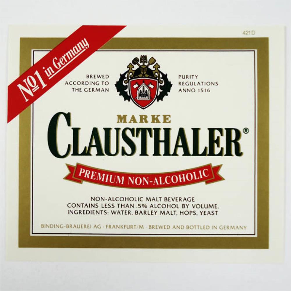 Rótulo De Cerveja Alemanha Clausthaler Premium Non