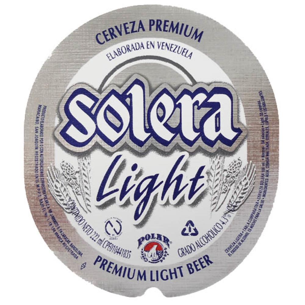 Rótulo De Cerveja Venezuela Polar Solera Light