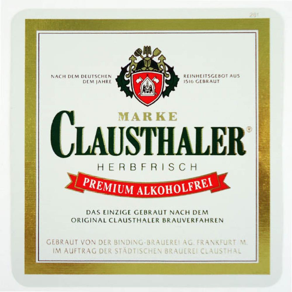 Rótulo De Cerveja Alemanha Clausthaler Premium Alk