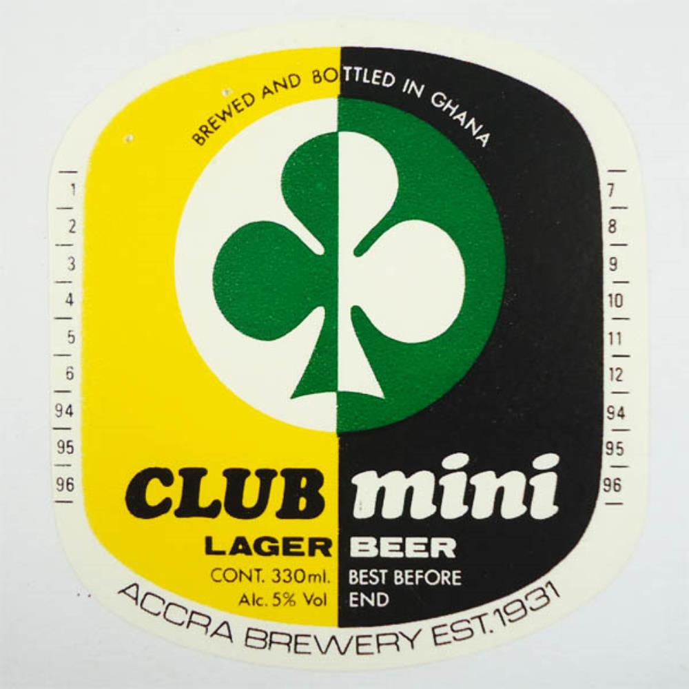 Rótulo de Cerveja Gana Accara Club Mini Lager Beer
