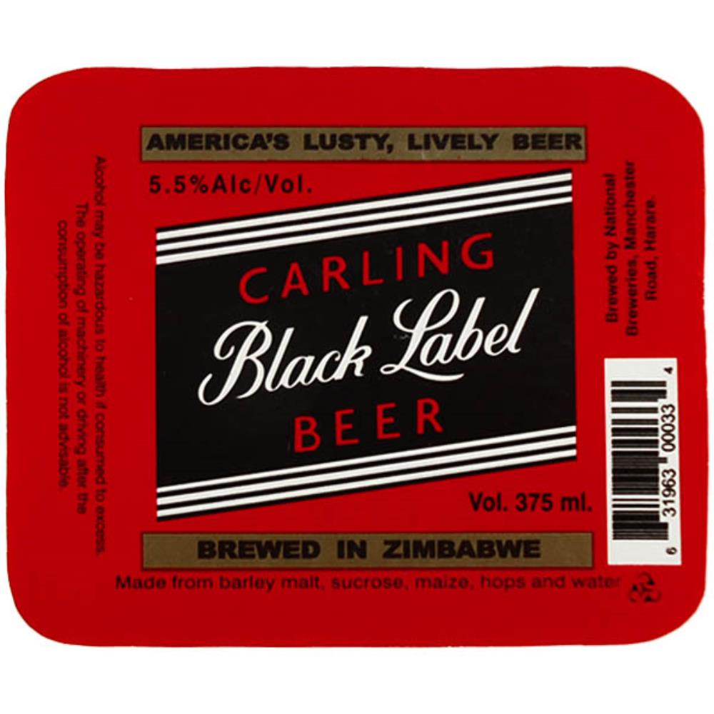 Rótulo de Cerveja Zimbabwe Carling Black Label Bee