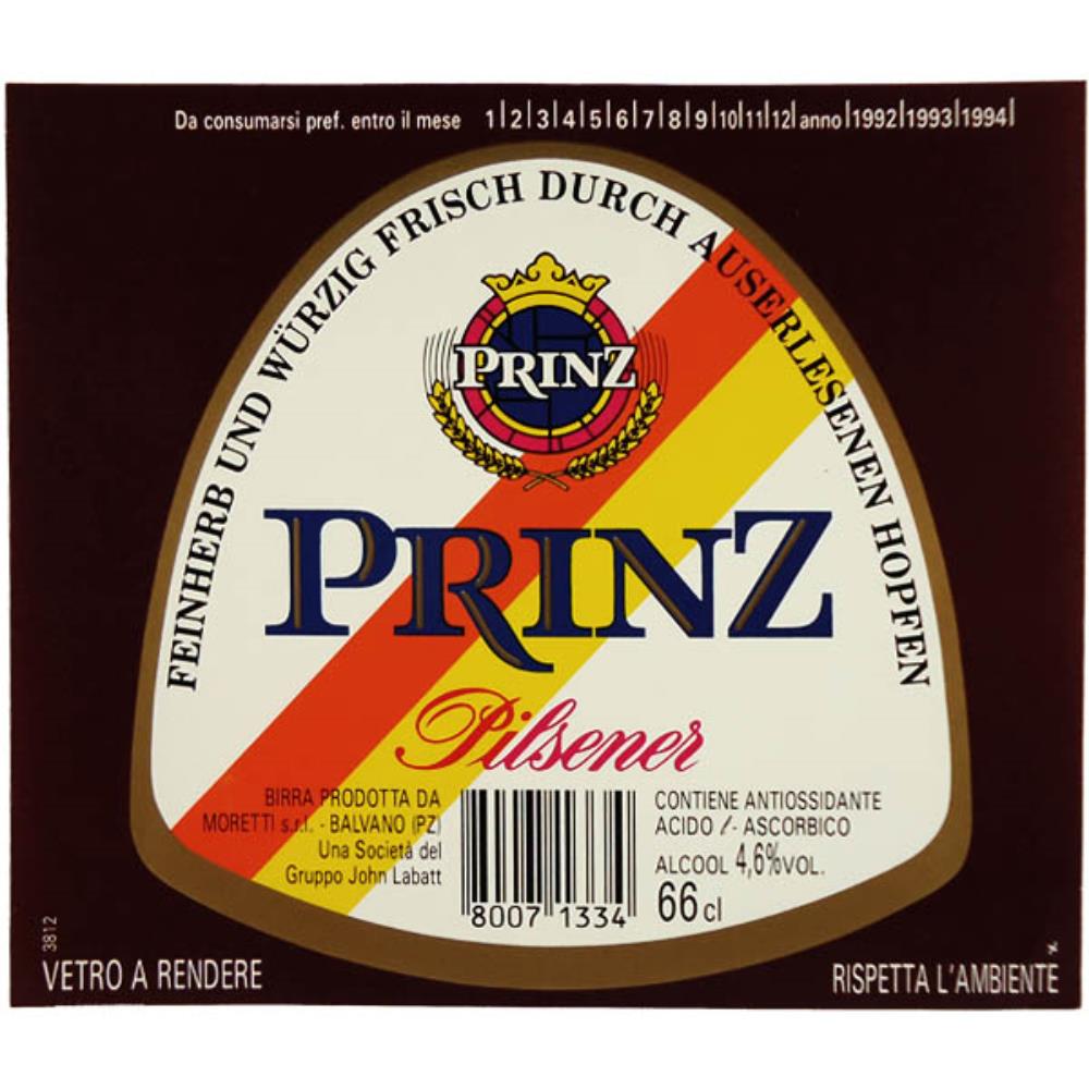 Rótulo de Cerveja Itália Prinz Pilsener 66cl