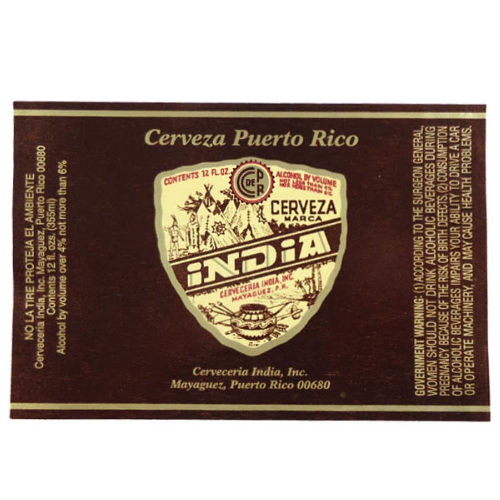 Rótulo de Cerveja Porto Rico Cerveza India