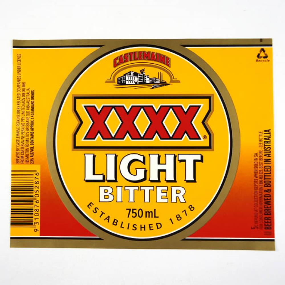 Rótulo de Cerveja Austrália Castlemaine XXXX Light