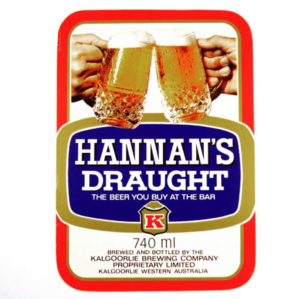 Rótulo de Cerveja Austrália Kalgoorlie Hannans Dra