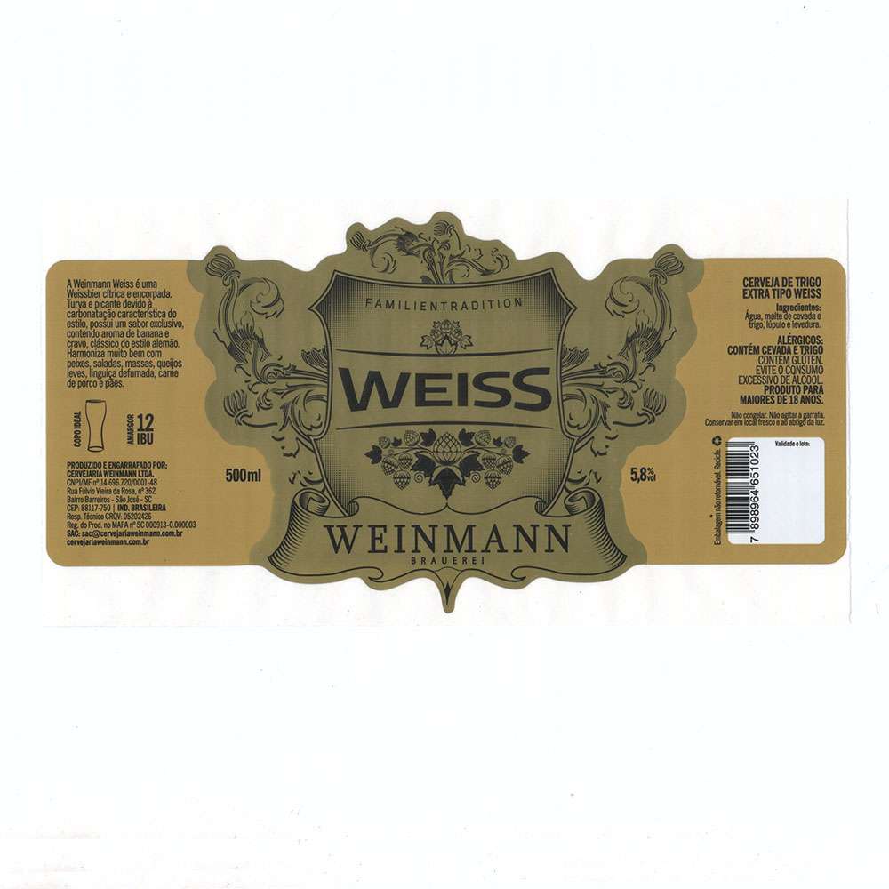 Brauerei Weinmann - Cerveja de Trigo Extra Tipo Weiss 500ml