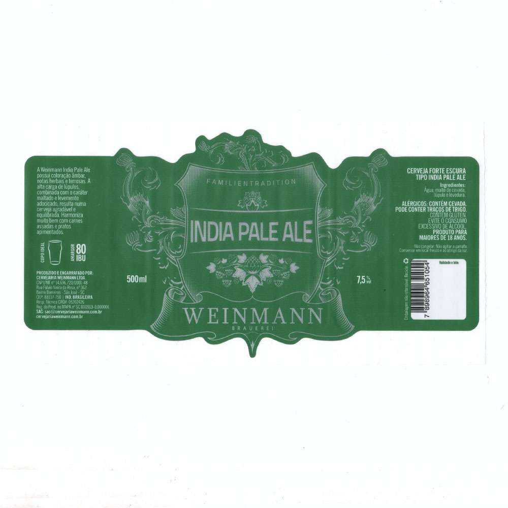 Brauerei Weinmann - Cerveja Forte Escura Tipo India Pale Ale 500ml