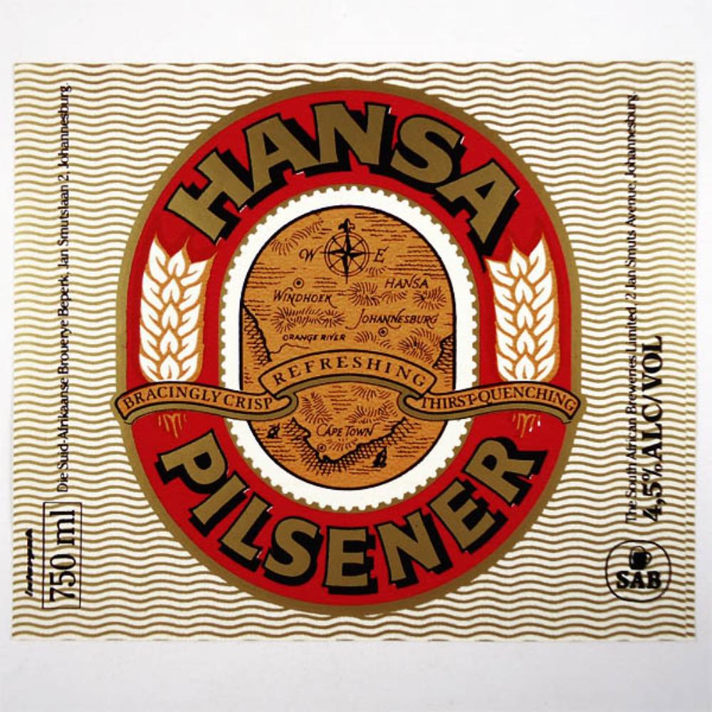 Rótulo de Cerveja África Do Sul Hansa Pilsener - S